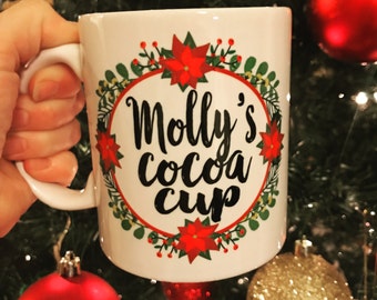 Christmas Mug, Kids christmas hot cocoa mug, mug for hot chocolate, santa mug, milk and cookies mug, funny christmas mug, christmas morning
