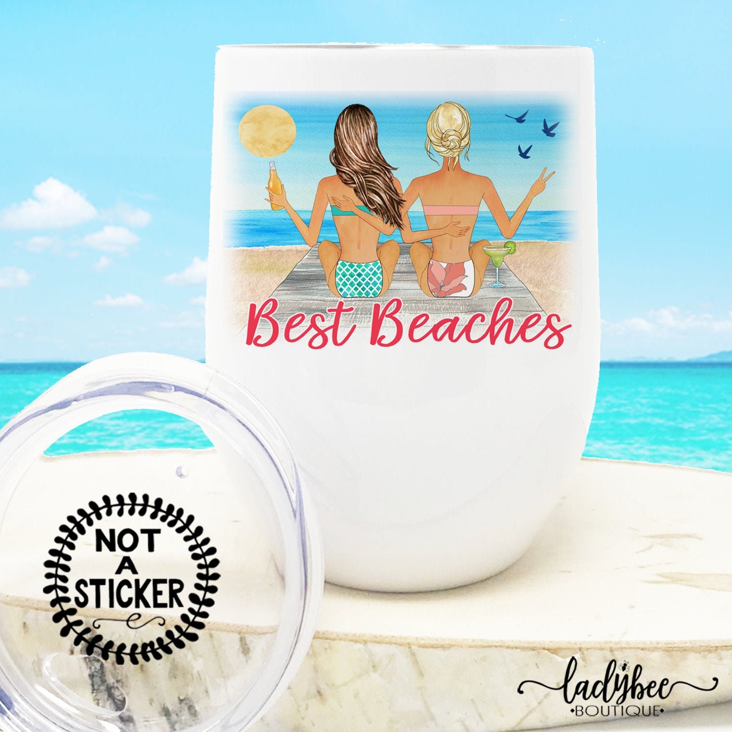 Mermaid Custom Wine Tumbler Salty Lil Beach Personalized Best Friend G -  PERSONAL84