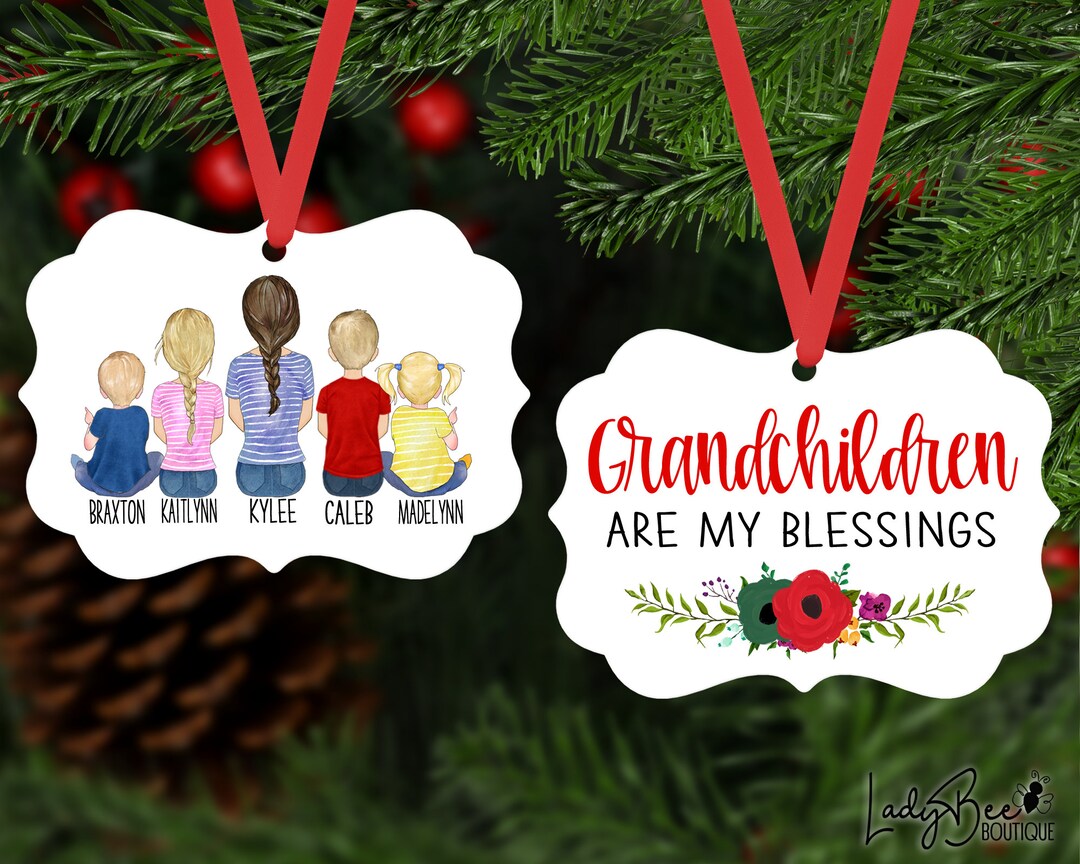 Personalized Family Ornament, Family Portrait Ornament, Grand Kids ...