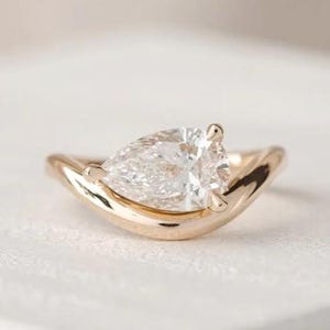 3.00 Carat Pear Cut Moissanite Diamond Ring, Perfect For Engagement, Anniversary or Proposal for Women