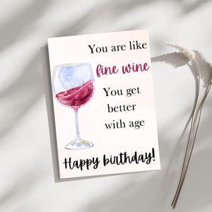 Fine Wine Geburtstagskarte - Alter wie Fine Wine Design - Printable Karte - Instant Download - Happy Birthday Karte - Elegante Geburtstagswünsche