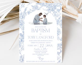 LDS Boy Baptism Invitation Template LDS Baptism Invitation Boy Mormon Baptism Invitation LDS Announcement Instant Download