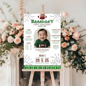 Tabellone per il primo compleanno di un bambino con scritta &quot;Football&quot;