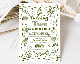 Niedliche Pickle Geburtstag große Dillgurken Einladen Pickle-Liebhaber Geburtstag einladen Jedes Alter Sofort-Download