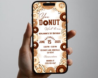 Editable Digital Donut Celebration 1st Birthday Invitation Sweets Sprinkles Invite Donut Invite Donut Theme Sweets Invite Chocolate