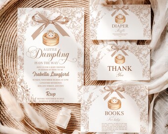 Dumpling Baby Shower Invitation Set Bao Baby Shower Invite A Little Dumpling Is On The Way Bao Gender Neutral Bao Dumpling Dimsum