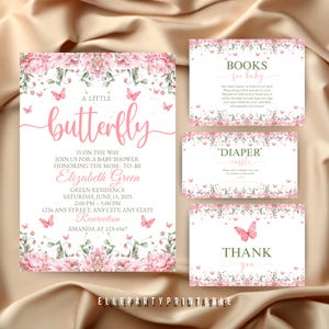 Editable Butterfly Baby Shower Invitation Bundle Blooming Baby Invite Butterfly Babyshower Invite Butterfly On The Way Instant Download