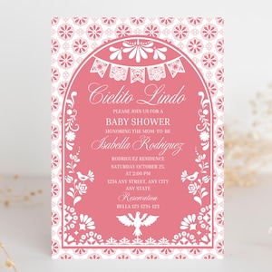 Pink Cielito Lindo Baby Shower Invitation Papel Picado Shower Invite Talavera Invitation Fiesta Baby Invite Instant Download