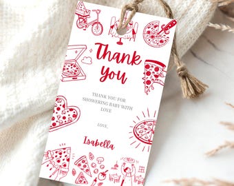 Pizza Baby Shower Favor Tag Slice Slice Baby Shower Tag for Baby Boy and Girl Pizza Special Delivery Favor Tag Instant Download
