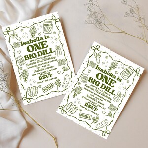 Pickle Birthday Invitation Template Big Dill Birthday Invite First Birthday Invite for Girl or Boy Pickle Birthday Pickle Theme Birthday image 5