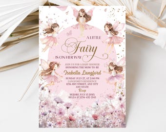 Editable Floral Fairy Invite Baby Shower Suite Enchanted Baby Shower Story Book Invite Fairy on the way Fairytale Baby Shower