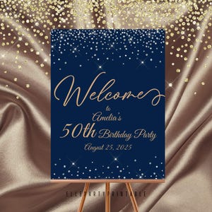 Editable Luxury 50th Welcome Sign 50th Birthday Poster Fiftieth Birthday 50th Birthday Sign Modern Birthday Sign Instant Download