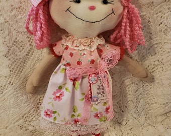 Made to Order Pink Haired Raggedy Fabric Doll