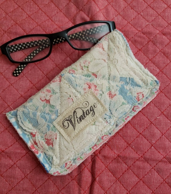 Made to Order Vintage Quilt Glasses Case Lace 