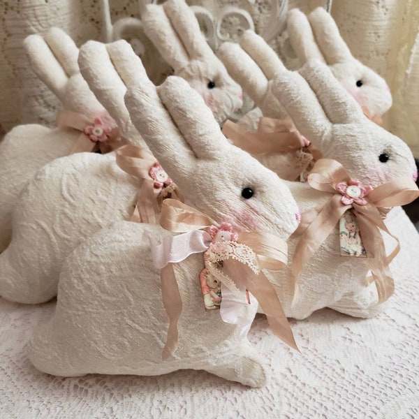 Made to Order Larger Size Cream Chenille or Malatess Fabric Bunny