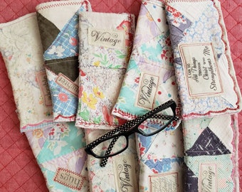 Made to Order Vintage Quilt Glasses Case Inspirational Sentiment