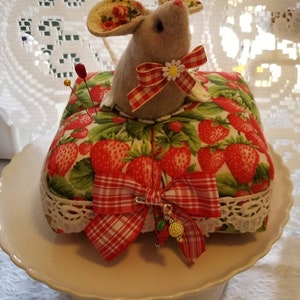 Made to Order Strawberry Field Mouse Pincushion image 1