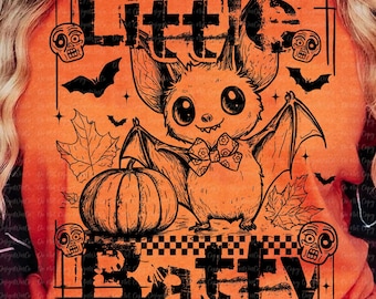 Just a Little Batty PNG, Cute Grunge Halloween Bat Design PNG, Funny Fall Shirt for Women, Vintage Spooky T-Shirt Gift Idea, Fall Png