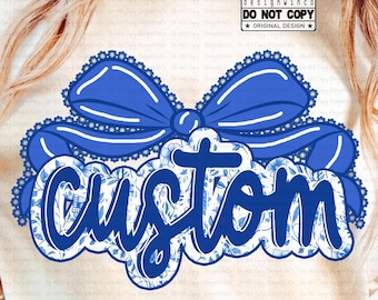 Preppy Custom Name PNG, Floral Toile Coquette Bow Design, Lace Bow Shirt PNG, Girly Y2K Personalized Sublimation, Script Font Digital File