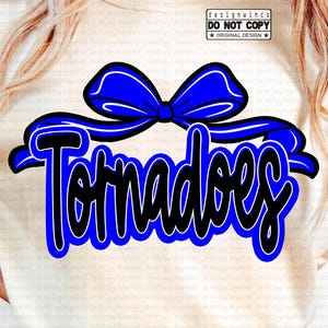 Tornadoes Mascot PNG, Cheer Bow PNG, School Spirit Team Pride Shirt Design, Girly Spirit Wear Sublimation PNG, Digital Download for Game Day