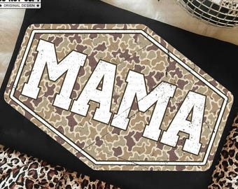 Retro Camo Mama PNG, Distressed Camouflage Badge Mama Design, Rustic Camo Mom Sublimation PNG, Vintage Mama Graphic for Mother’s Day