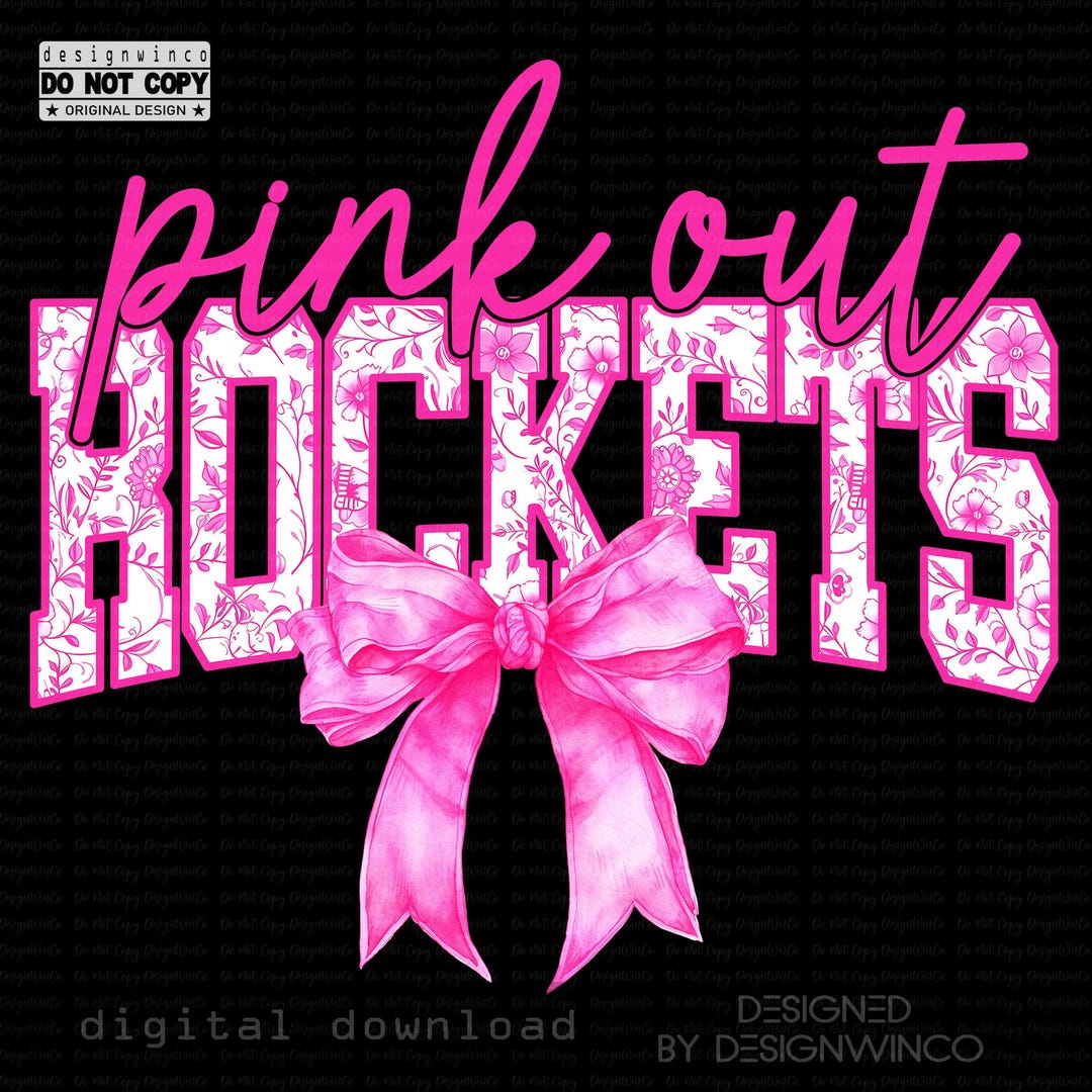 Pink Rocket Sign Pink Out Rockets PNG, Breast Cancer Awareness Game Day PNG, School ...