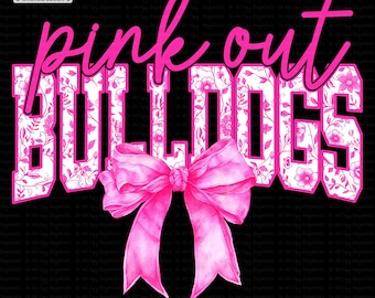 Pink Out Bulldogs PNG, Breast Cancer Awareness Game Day PNG, School Spirit Bulldogs Shirt Design, Cheer and Football Mom Sublimation PNG