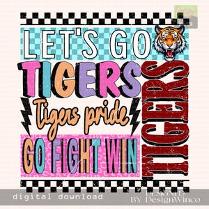 Tigers PNG, Retro Neon Tigers Mascot PNG, Edgy Tigers Pride Shirt Design, Cheer Mom PNG, Game Day Spirit Sublimation, Team Spirit Png