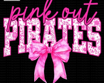 Pink Out Pirates PNG, Breast Cancer Awareness Game Day PNG, School Spirit Pirates Shirt Design, Cheer and Football Mom Sublimation PNG