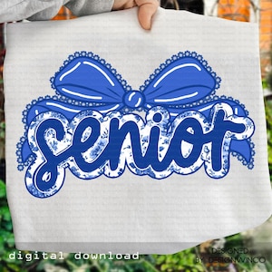 Coquette Bow Senior 2026 PNG, Preppy Floral Toile Blue Class of 2026 Sublimation Design, High School Graduation Shirt PNG, Senior Gift