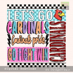 Cardinals PNG, Retro Neon Cardinals Mascot PNG, Edgy Cardinals Pride Shirt Design,Cheer Mom PNG, Game Day Spirit Sublimation,Team Spirit Png