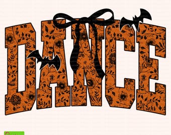 Dance Halloween PNG, Floral Toile Letter PNG, Cute Spooky Dancer Shirt Design, Fall Ballet Gift, Girl Dance Class Halloween Decor, Digital