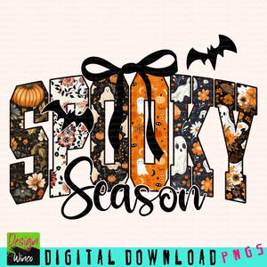 Temporada assustadora PNG, letras fofas de Halloween PNG, estética feminina de outono PNG, design engraçado de abóbora fantasma para camiseta de outubro ou presente de Halloween