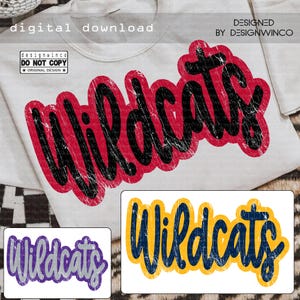 Wildcats Mascot PNG, School Spirit Wear Team Sublimation PNG, Grunge Game Day Cheer Design, Bold Mascot Pride Shirt Design, Digital Download
