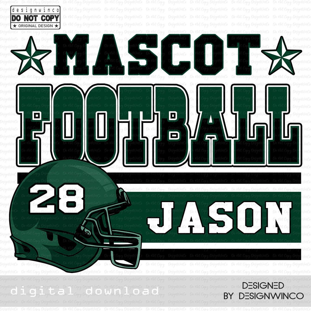 Personalized Mascot Football PNG, Custom Team Colors Name & Number ...