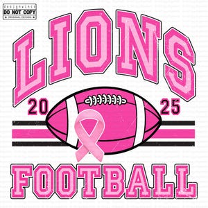 Pink Out Lions PNG, Breast Cancer Awareness PNG, Football Pink Out PNG, Lions Pink Out Shirt Png, Retro Png, Lions Football Png