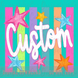 Custom PNG, Colorful Striped Star Personalized Shirt Design, Preppy Sublimation File