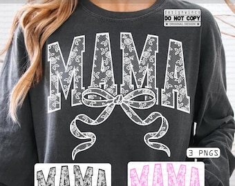 Mama PNG, Lace Bow PNG, Coquette Mama Shirt Design, Girly Sublimation PNG for Mom, Mother’s Day Digital Download, Feminine Aesthetic Png