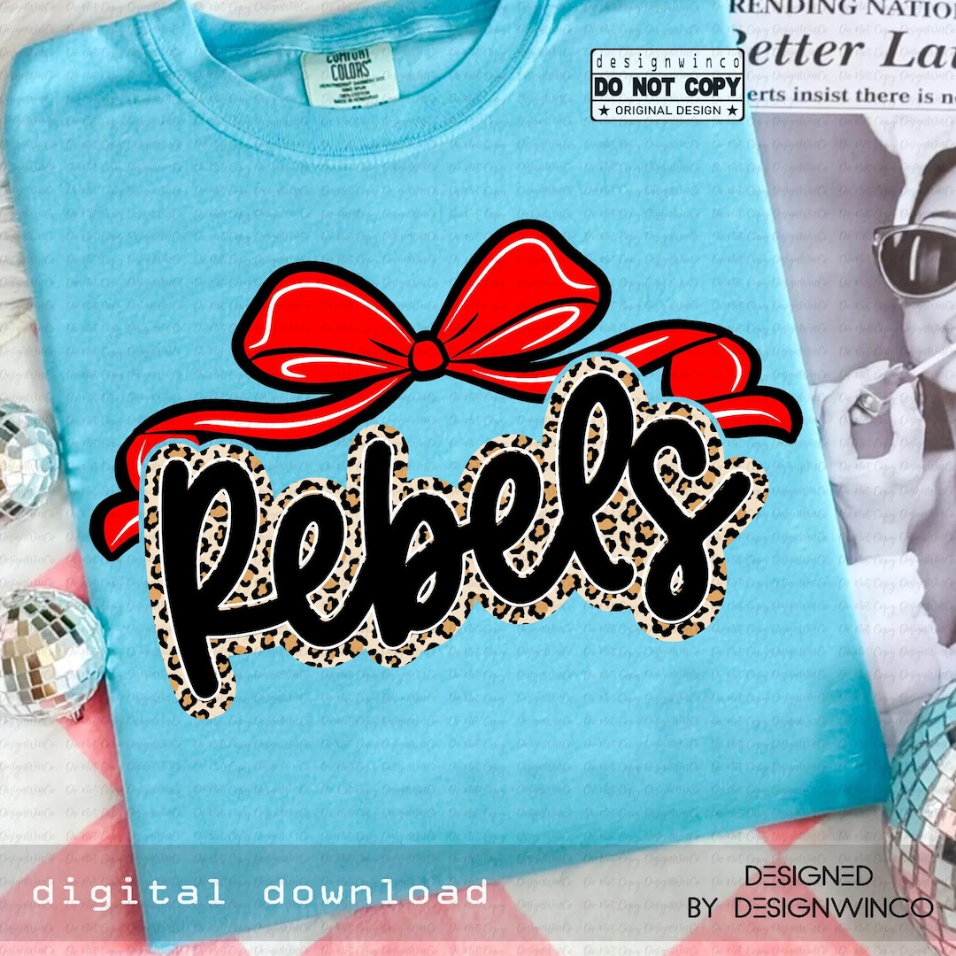 Rebels Script Logo Rebels PNG, Coquette Bow PNG, Girly Leopard Print Mascot Design, Rebels ...