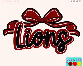 Lions Bow PNG Cheer Mom Shirt Design School Spirit Sublimation Game Day Mascot Graphic Girly Teacher Digital Download Team Pride Support