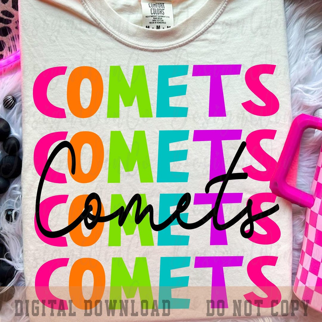 Comets PNG, Bright Comets Mascot Sublimation Design, Retro Stacked ...
