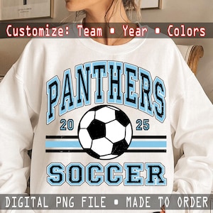 Custom Soccer Team PNG, Personalized School Mascot Name PNG, Varsity Spirit Shirt Design, Editable Soccer Sublimation PNG for Game Day