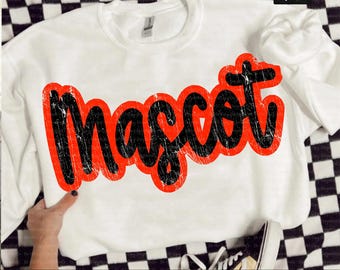 Custom Mascot PNG, Retro Outlined Text Design, Grunge Distressed Team Name PNG, Personalized Mascot Shirt Sublimation, Bold Spirit Wear Font