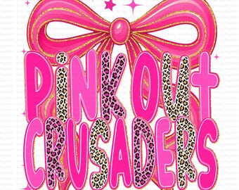Pink Out Crusaders PNG, Breast Cancer Awareness Game Day PNG, School Spirit Crusaders Shirt Design, Cheer and Football Mom Sublimation PNG