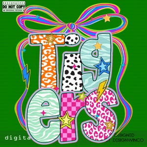 Tigers Mascot Coquette Bow PNG, Funky Checkered Floral Letters PNG, Preppy School Spirit PNG, Game Day Png, Cute Fun Trending Png