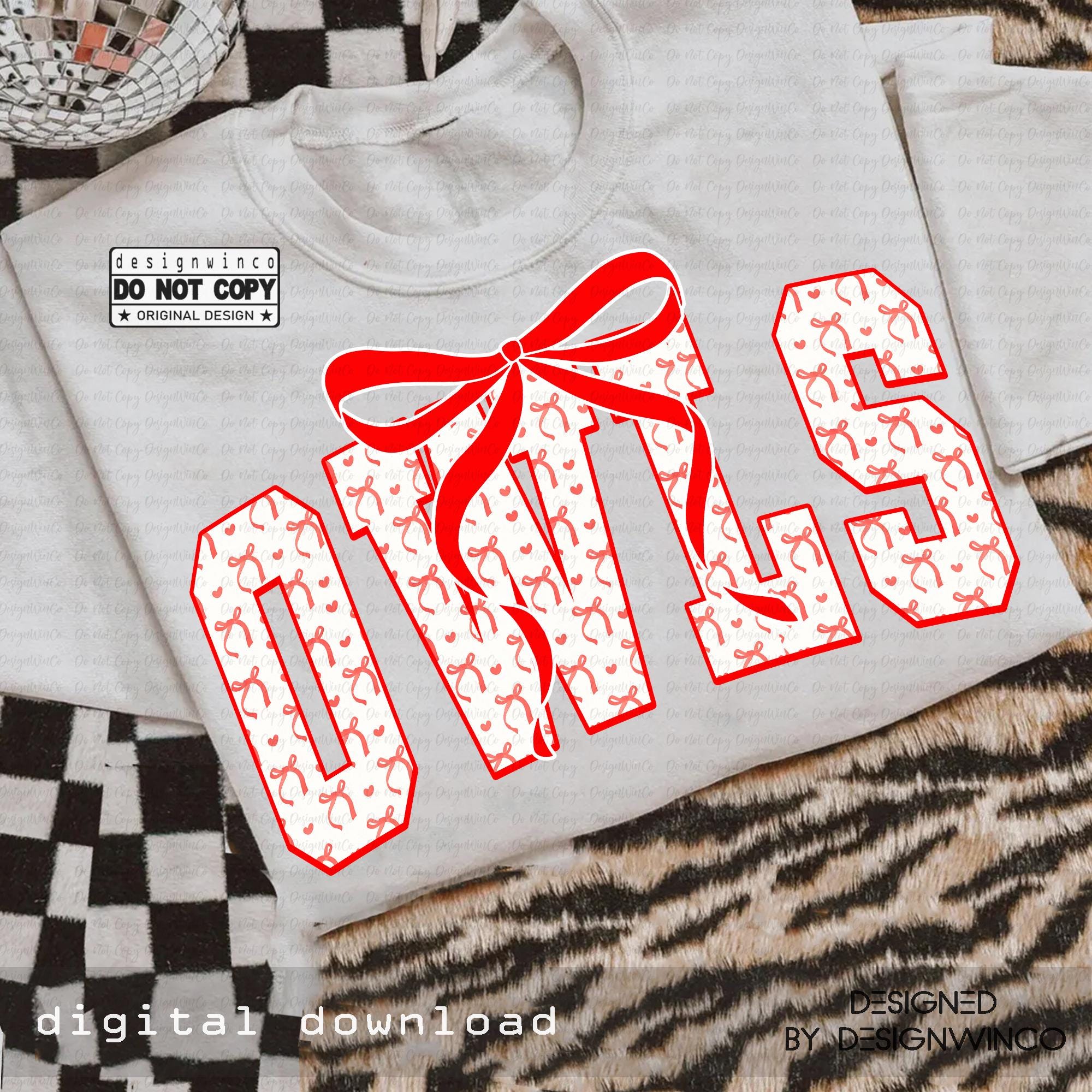 Owls Mascot PNG, School Spirit Wear Sublimation PNG, Coquette Bow PNG, Girly Cheer Team Pride Game D