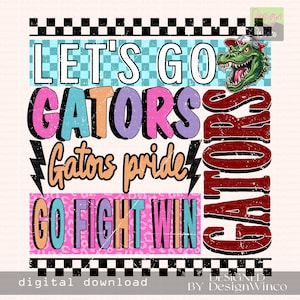 Gators PNG, Retro Neon Gators Mascot PNG, Edgy Gators Pride Shirt Design, Cheer Mom PNG, Game Day Spirit Sublimation, Team Spirit Png