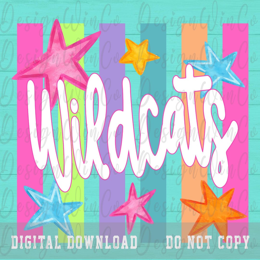 Wildcats PNG, Colorful Striped Wildcats Shirt Design, School Spirit PNG ...