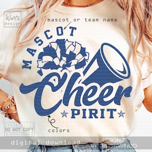 Custom Cheer PNG, Mascot and Team Name Shirt Design, School Spirit Sublimation, Cheer Squad Digital File, Game Day Download, Printable