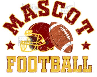 Custom Football Mascot PNG, Retro Checkered Team Design, Personalized School Spirit Varsity Logo,Digital Download for Sublimation & Game Day